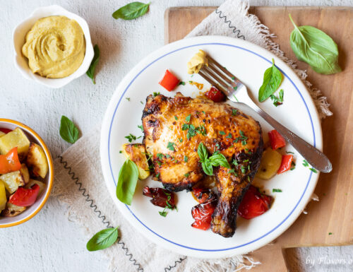 Airfried chicken with mustard and honey