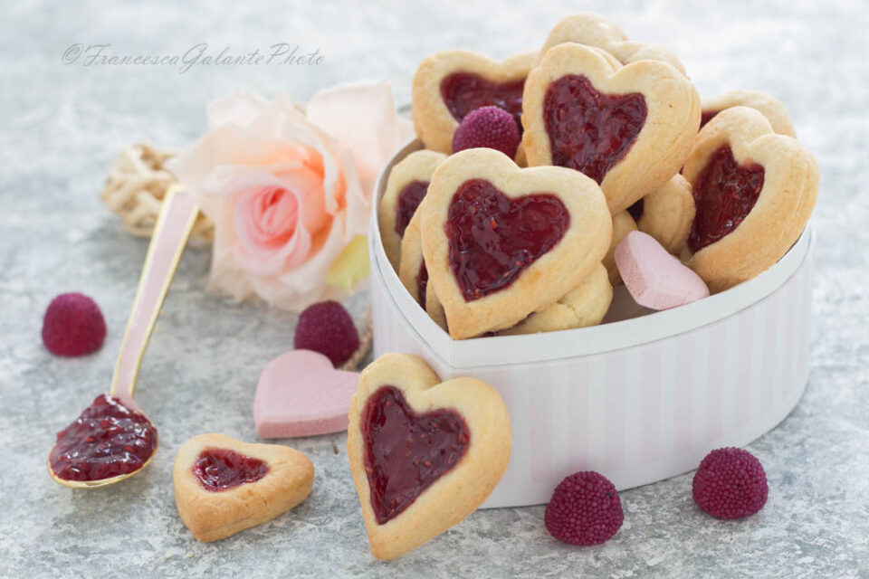 Valentine's Day cookies with raspberry heart