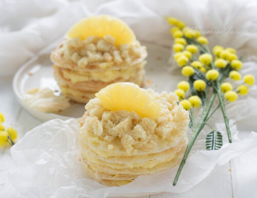 Fast mimosa Millefeuille cake with pineapple