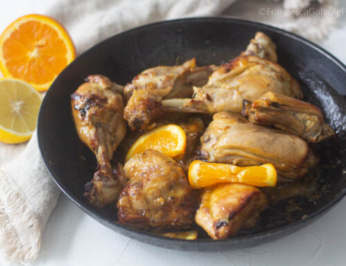 Chicken with orange reduction cooked in the oven