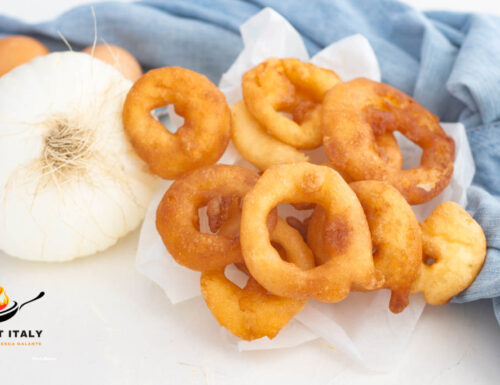 Fried onion rings whipped batter.