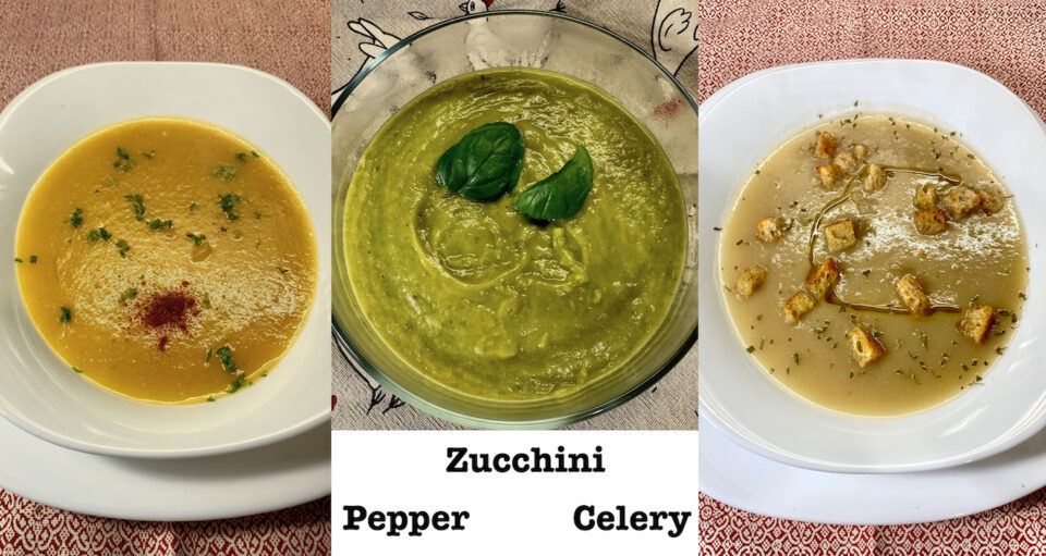Pepper zucchini and celery soups