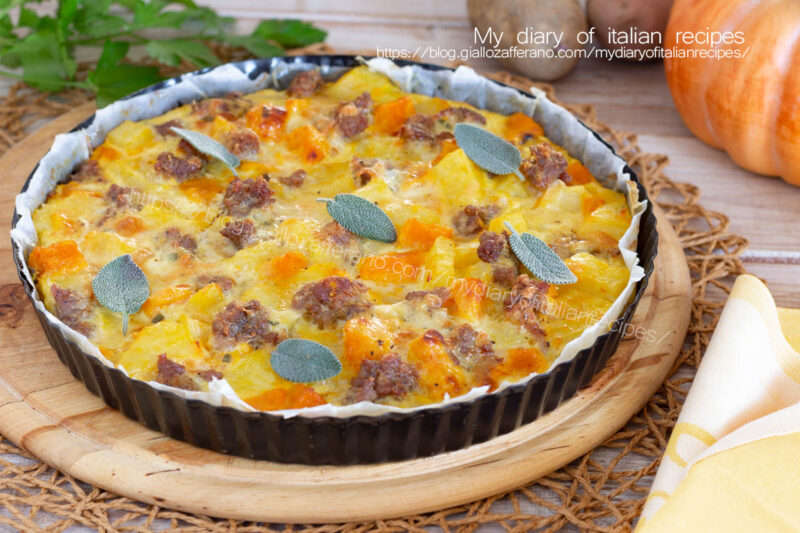 Potato Frittata with Pumpkin and Sausages