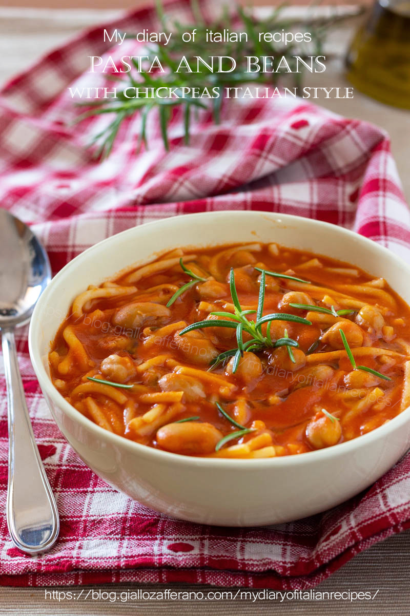 Pasta and beans with chickpeas Italian style