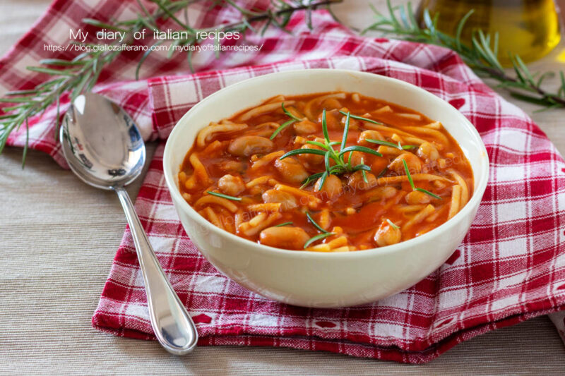 Pasta and beans with chickpeas Italian style