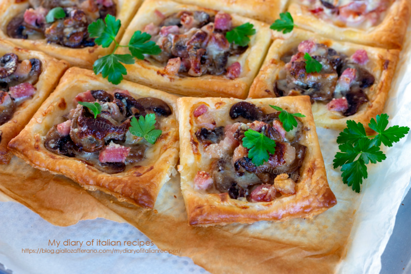 Mushrooms and bacon tartlets