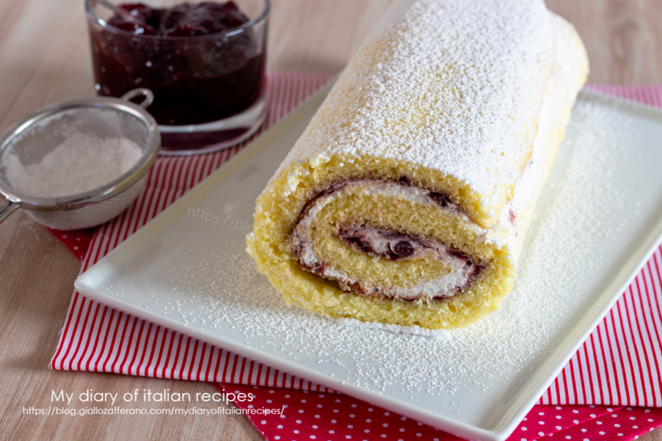 Cake roll with jam and cream