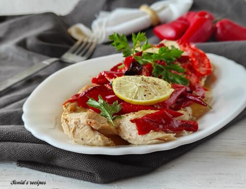 Chicken breast baked with peppers