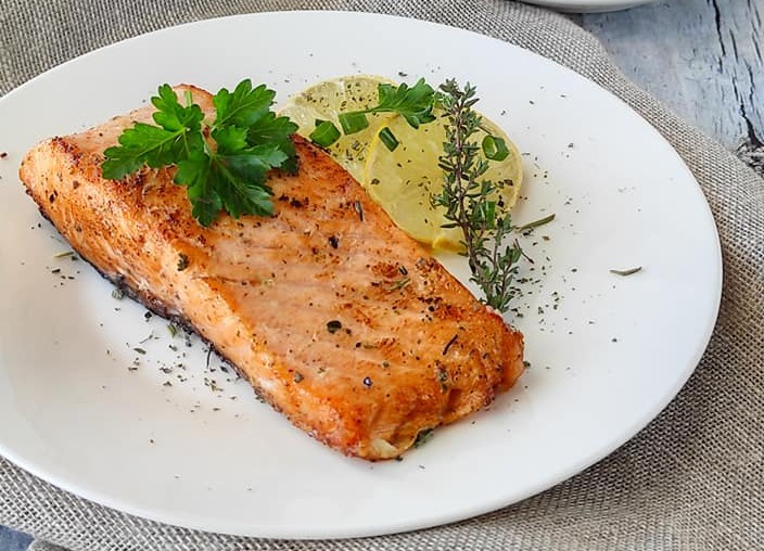 Salmon slice with spiced butter
