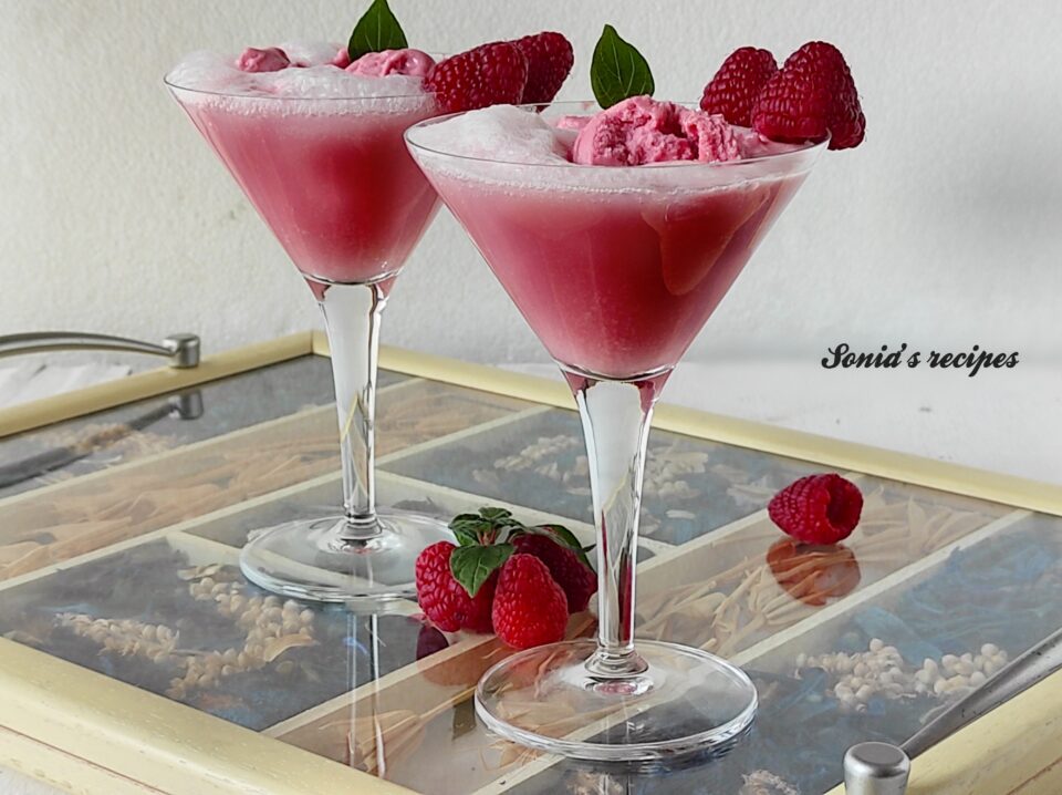 Raspberry champagne sorbet