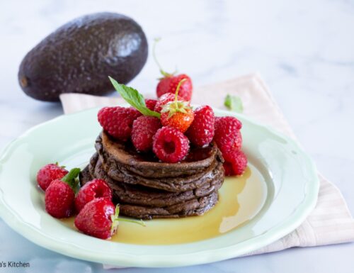 Chocolate avocado pancakes vegan-gluten free