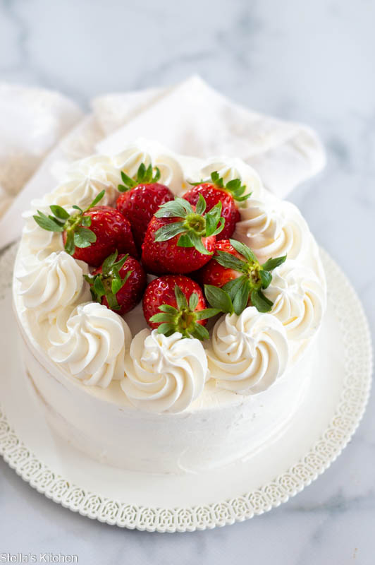 Cream and strawberry cake