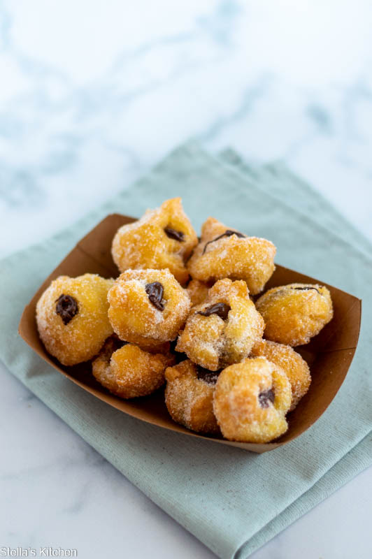 Italian fried cream puff with chocolate