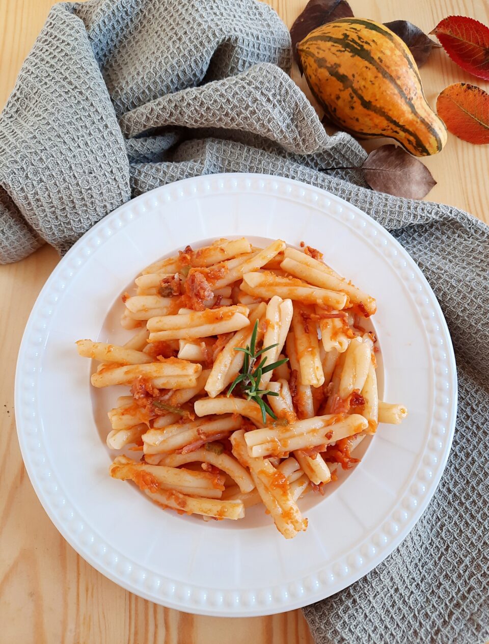 Pumpkin and speck pasta