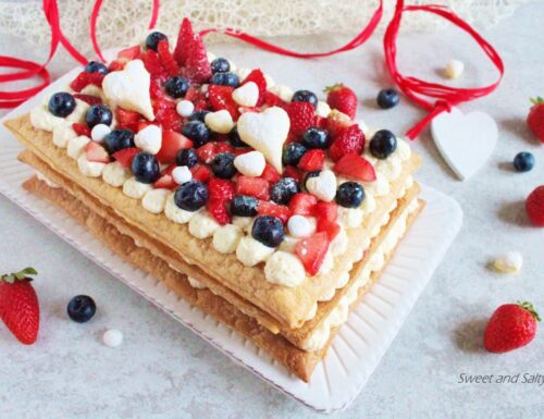 Millefeuille with Chantilly Cream Strawberries and Blueberries