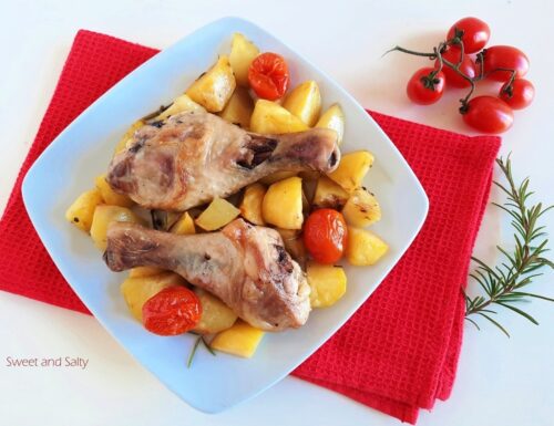Baked Chicken with Potatoes and Cherry Tomatoes