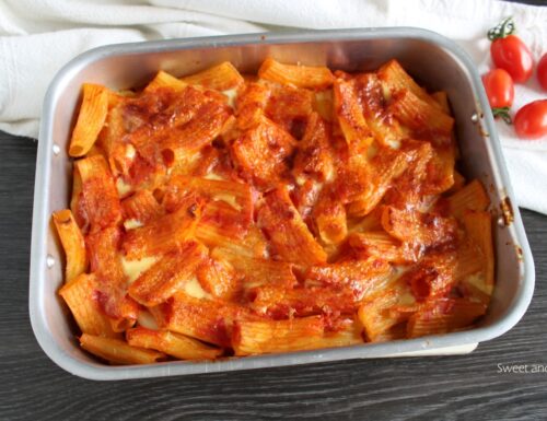 Baked Pasta with Cheese and Tomato Sauce