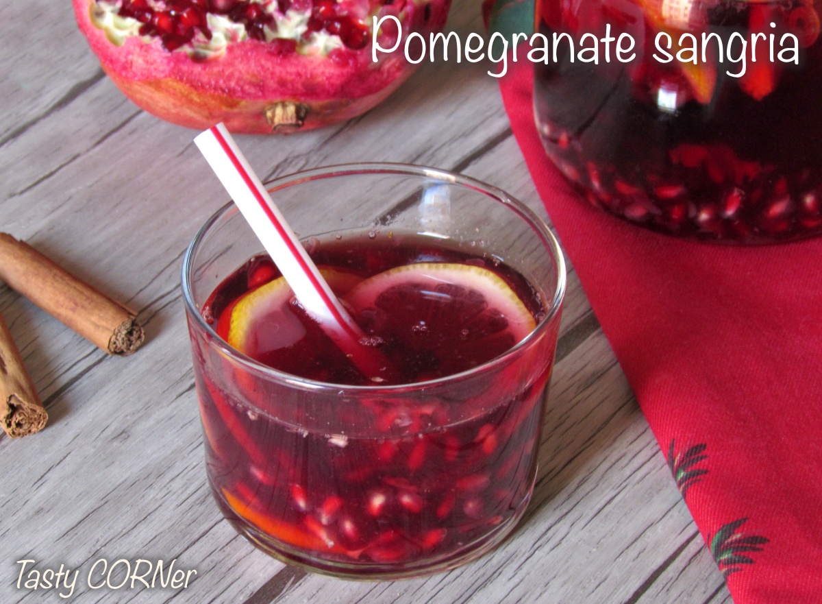 pomegranate sangria recipe cocktail for christmas new year's eve by tasty corner