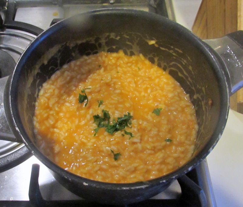 the creamy pumpkin risotto is ready to serve