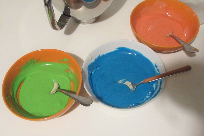 add color food to the rainbow cake dough