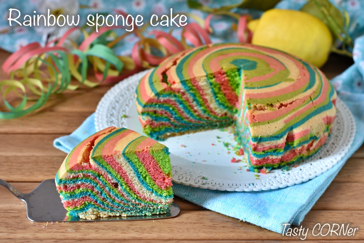 easy rainbow sponge cake with one dough lactose-free dairy-free gluten-free by tastycorner