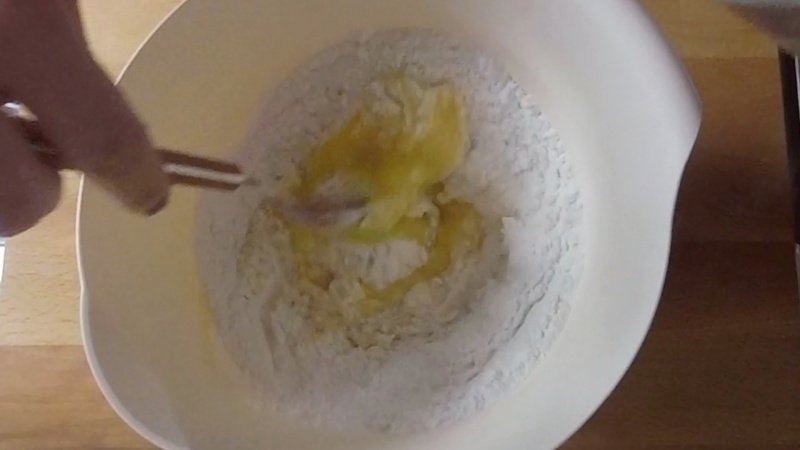 mix oil and rice flour for the gluten free and dairy free cookies dough