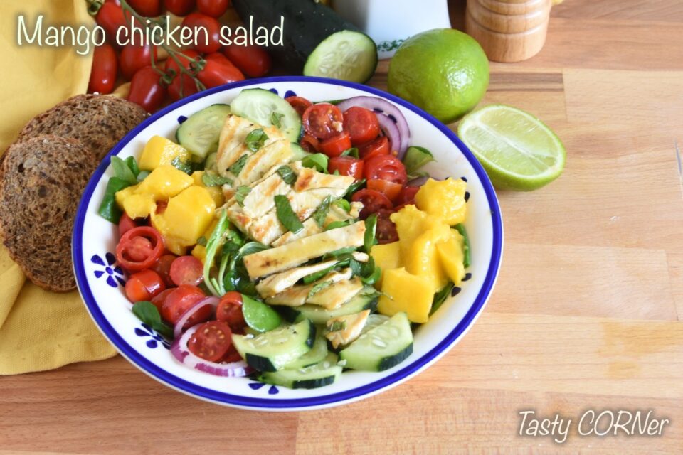 mango chicken salad with lime honey sauce recipe healthy meal for summer by tasty corner