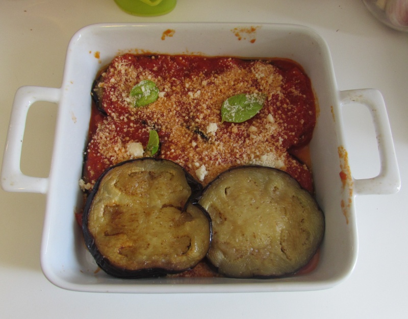 the second layer of eggplant for the authentic parmigiana recipe