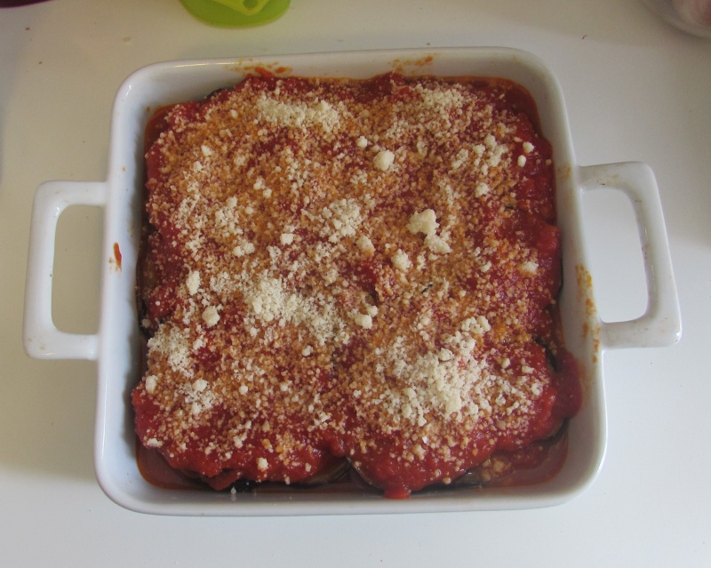 the authentic italian parmigiana is ready to bake