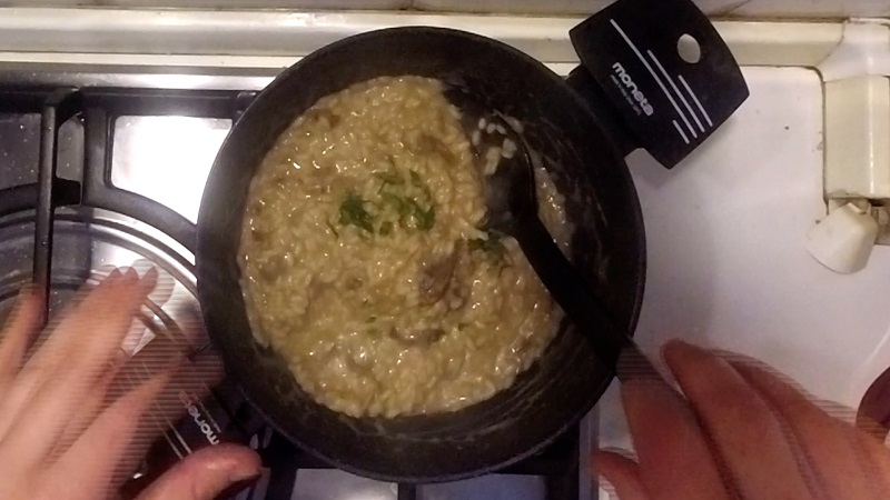 the italian risotto with dried porcini mushrooms is ready