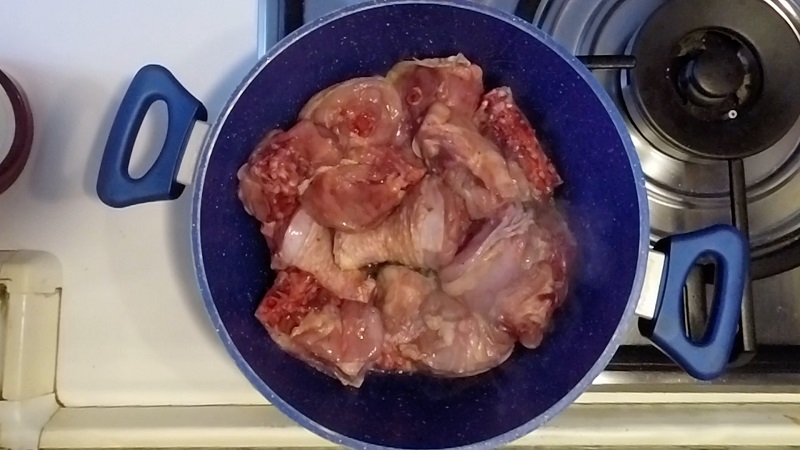 brown the chicken in a non-stick pan with oil