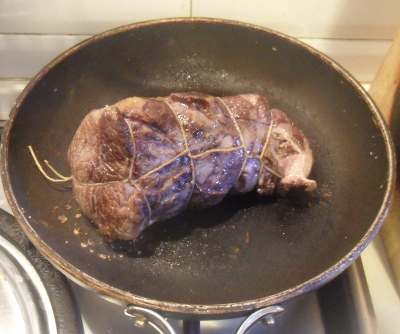 brown the beef in a non-stick pan before cooking in the crock-pot