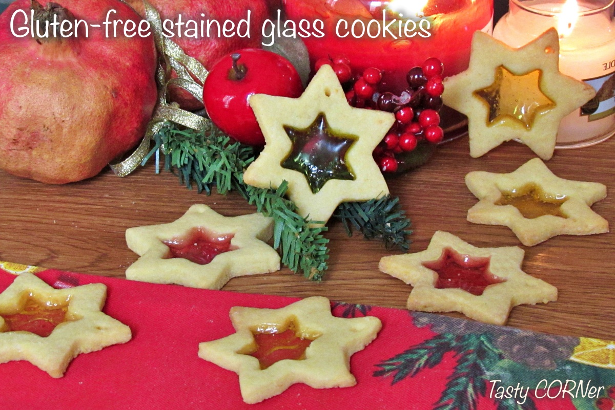 gluten-free stained glass cookies made with gummy bear rice flour corn flour easy christmas recipe by tastycorner