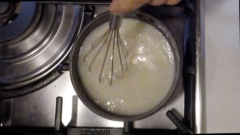 cook coconut milk on the stove over low heat