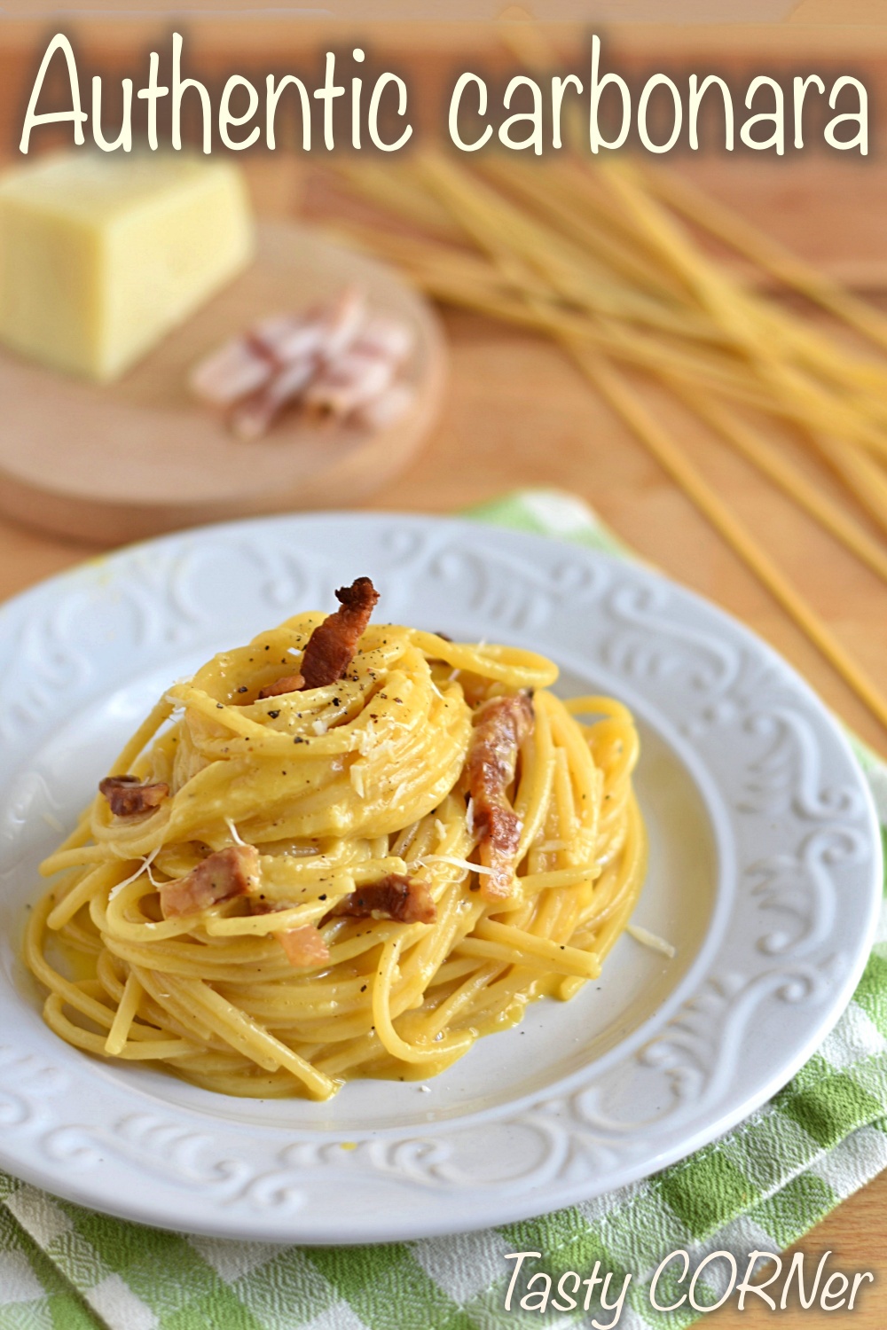 en_v authentic spaghetti carbonara original italian recipe from rome with yolks and pork cheek creamy without cream by tastycorner