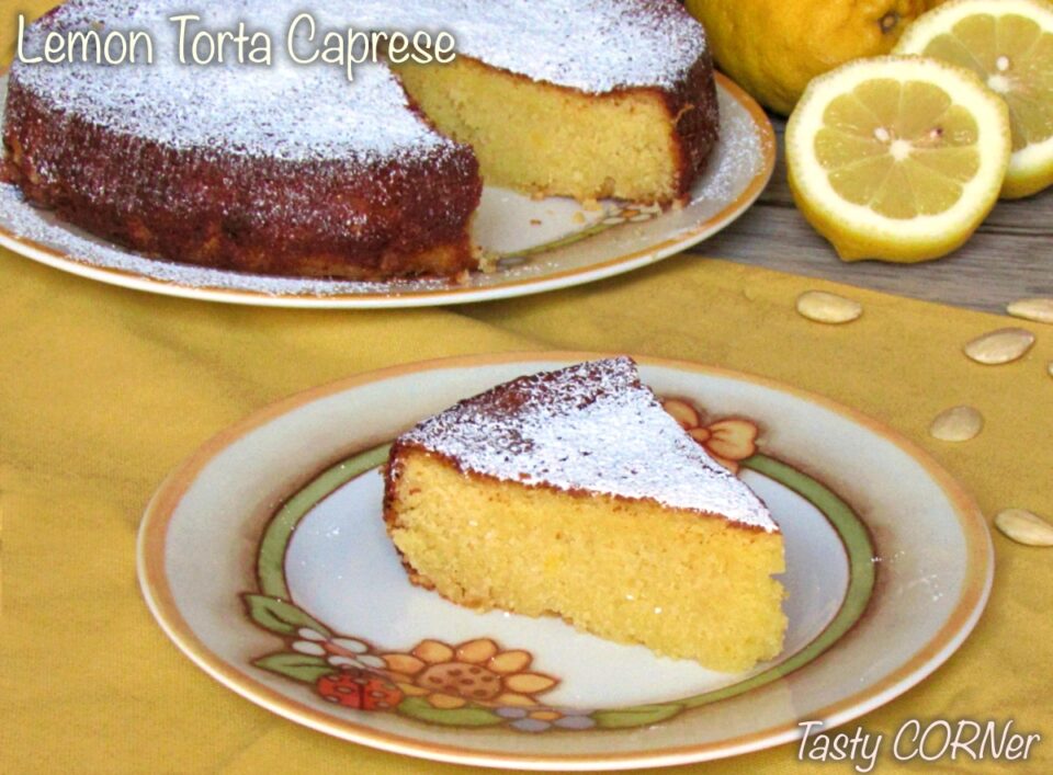 lemon torta caprese recipe white chocolate and almonds flourless cake gluten-free lemon cake by tasty corner