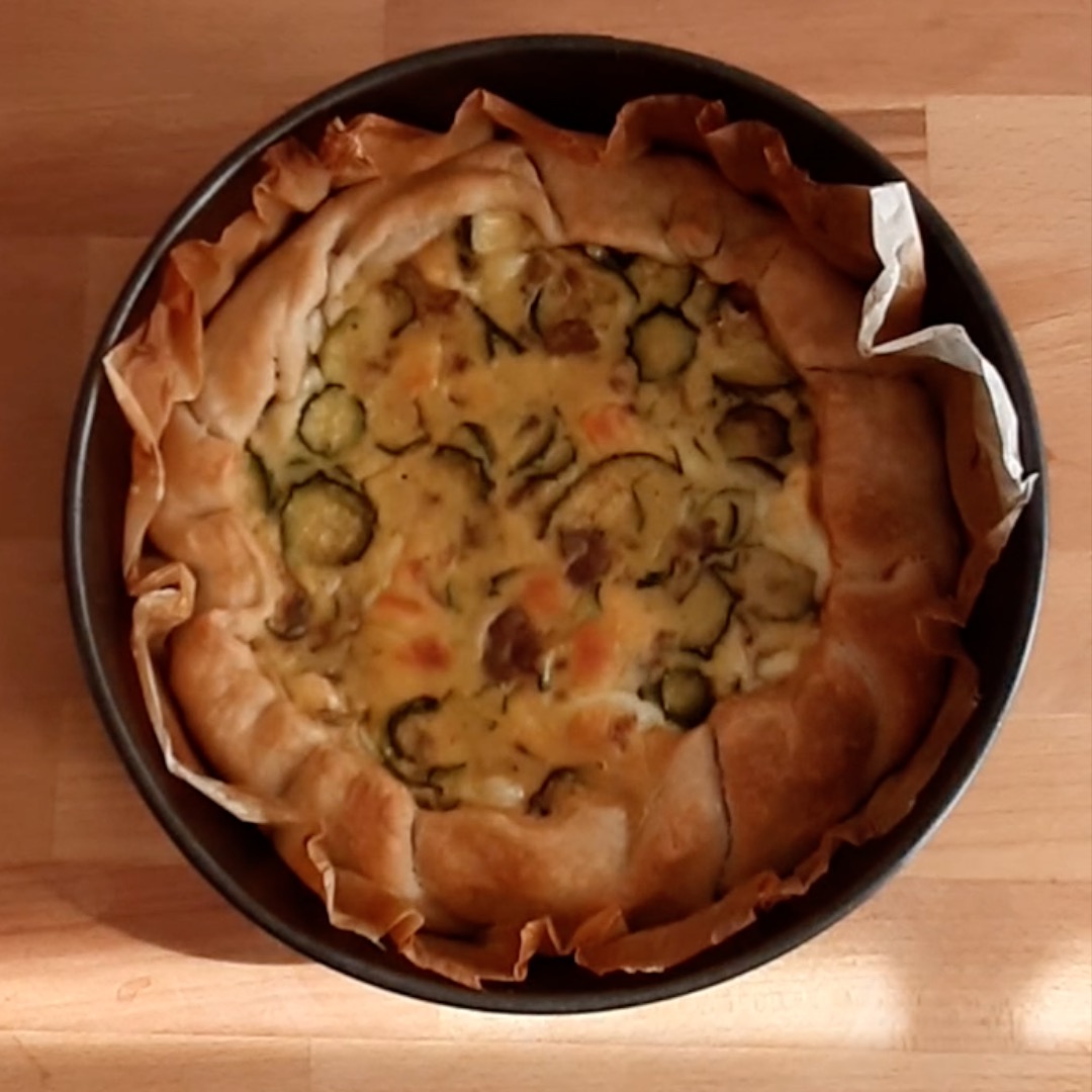 the sausage and zucchini savory pie is ready