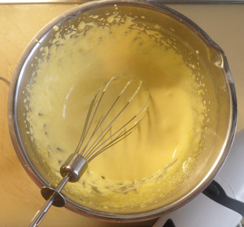 whip egg yolks and sugar for the custard