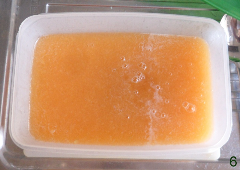 place the cantaloupe sorbet mixture in a freezer-safe container
