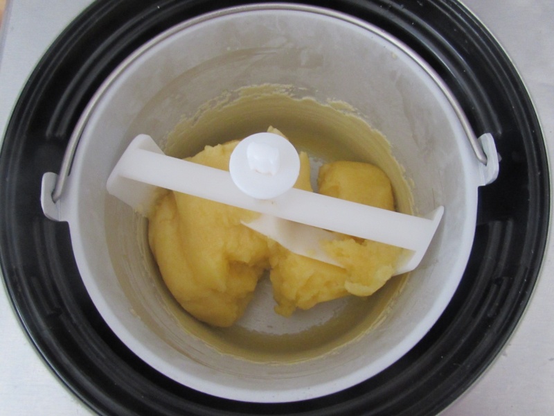 the homemade peach sorbet is ready