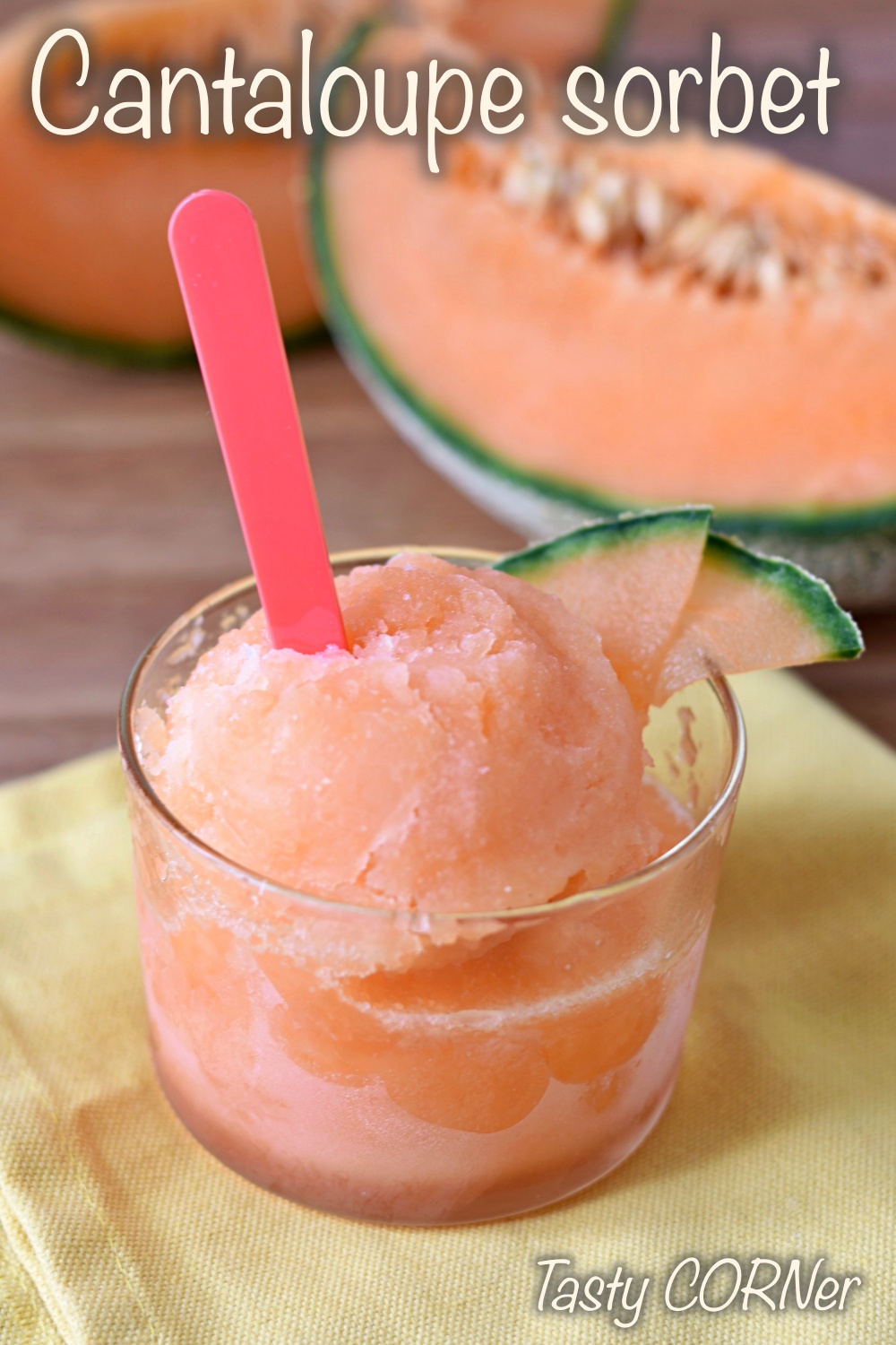 en_v_ cantaloupe sorbet easy 3 ingredients recipe with or without ice cream maker by tastycorner