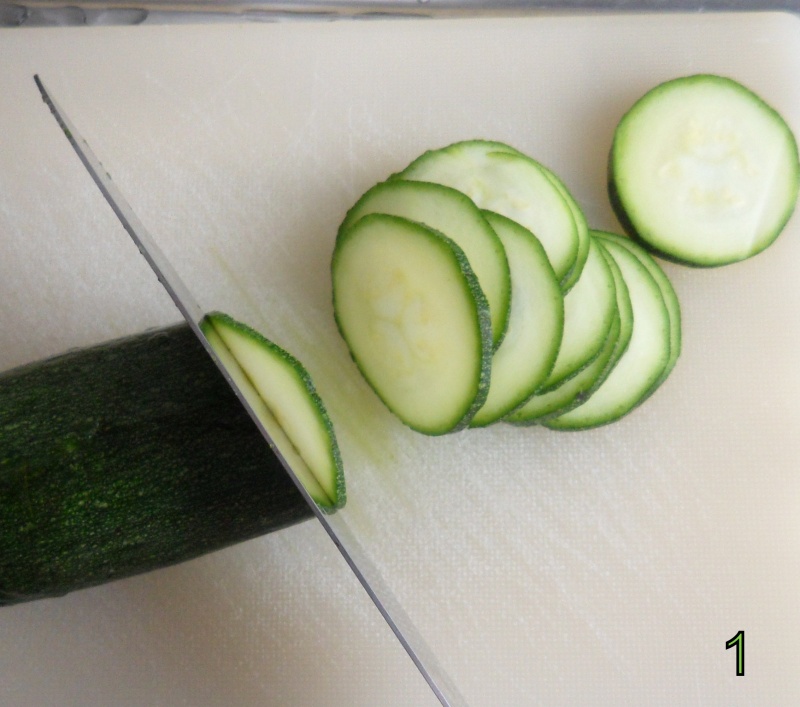 cut zucchini squash in very thin slices