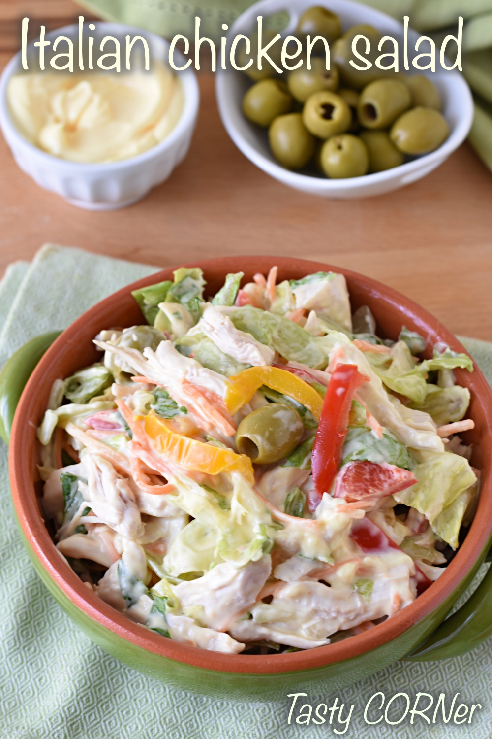 en_V_ classic italian chicken salad with mayo olives pickled vegetables lettuce by tasty corner