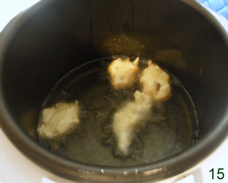 spoon the fritters mixture into the boiling oil