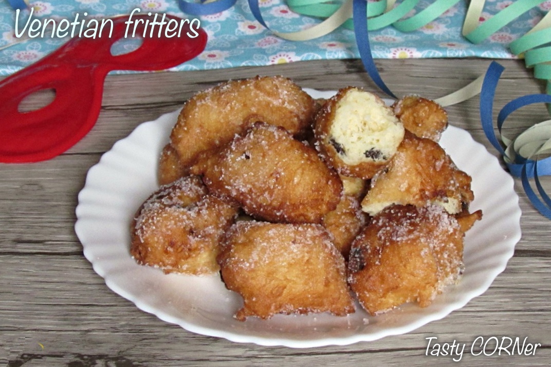 venetian fritters italian recipe carnival fritters pancakes with raisins and custard from Venice Italy by tasty corner