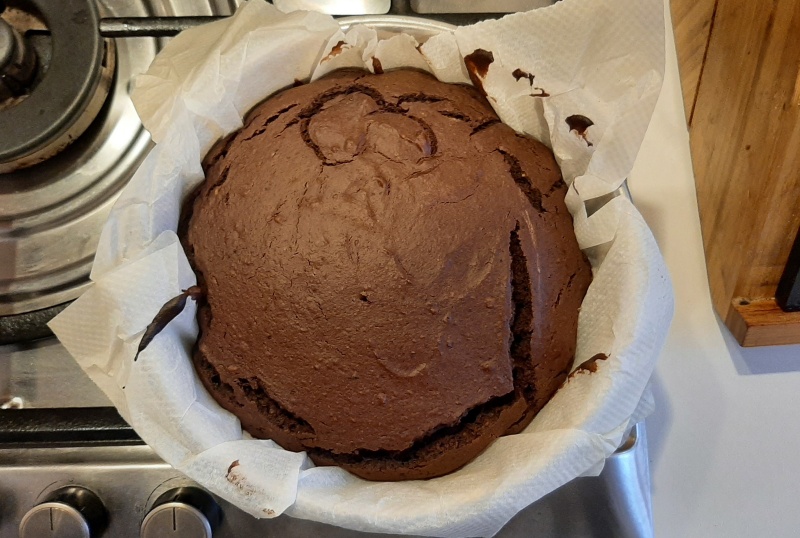 the flourless chestnut cake is ready when it is cooked but still slightly moist inside
