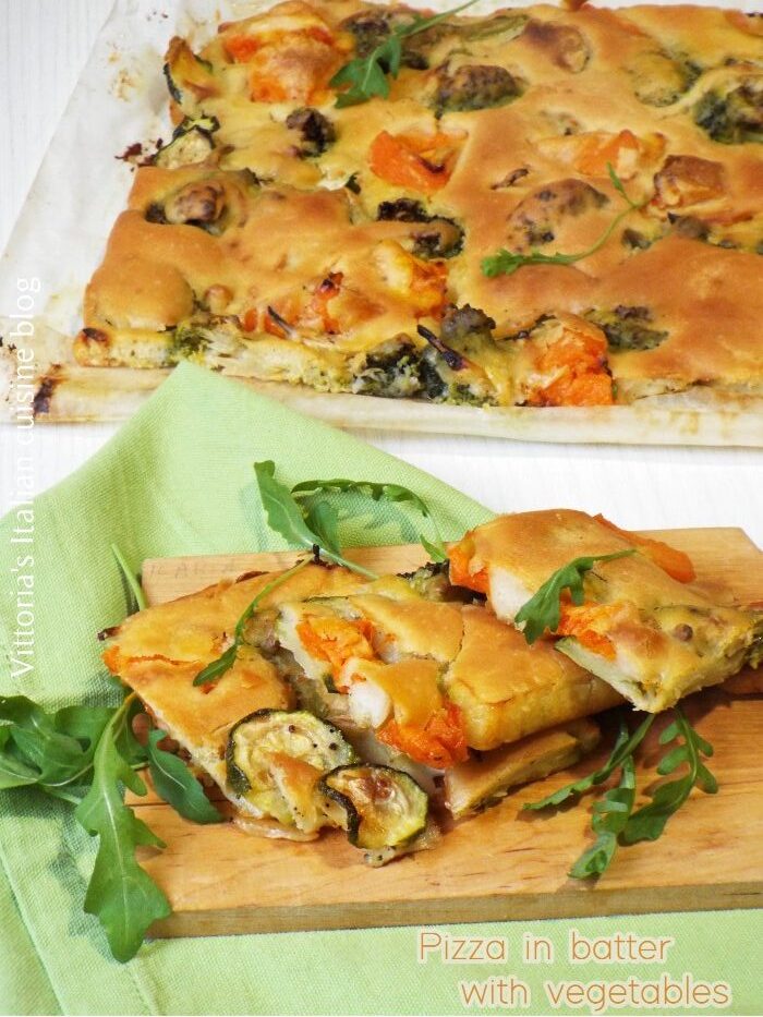 Pizza in batter with vegetables 