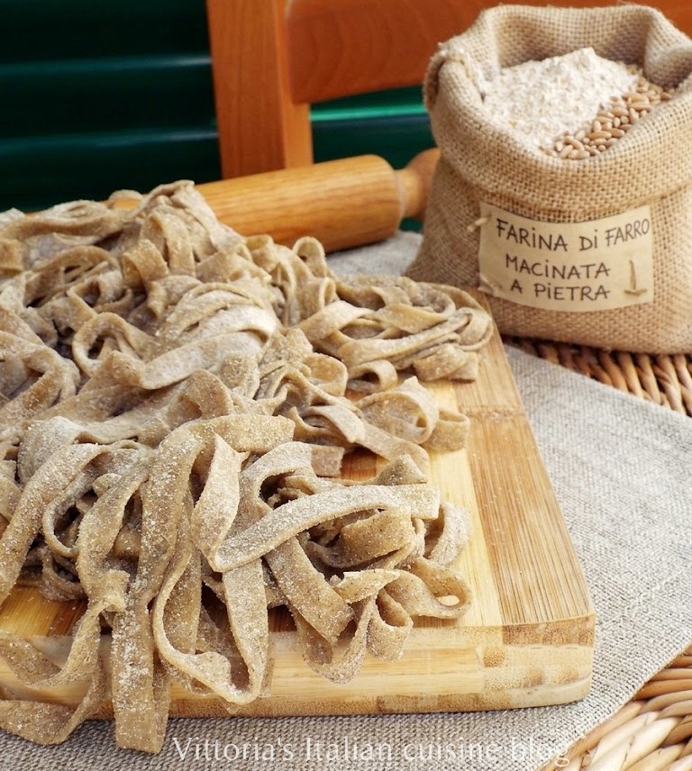 Homemade tagliatelle made with spelt flour are a delicious fresh pasta, very easy to make, with a unique flavour and a rustic colour.