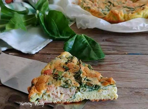 Soft baked omelette with spinach